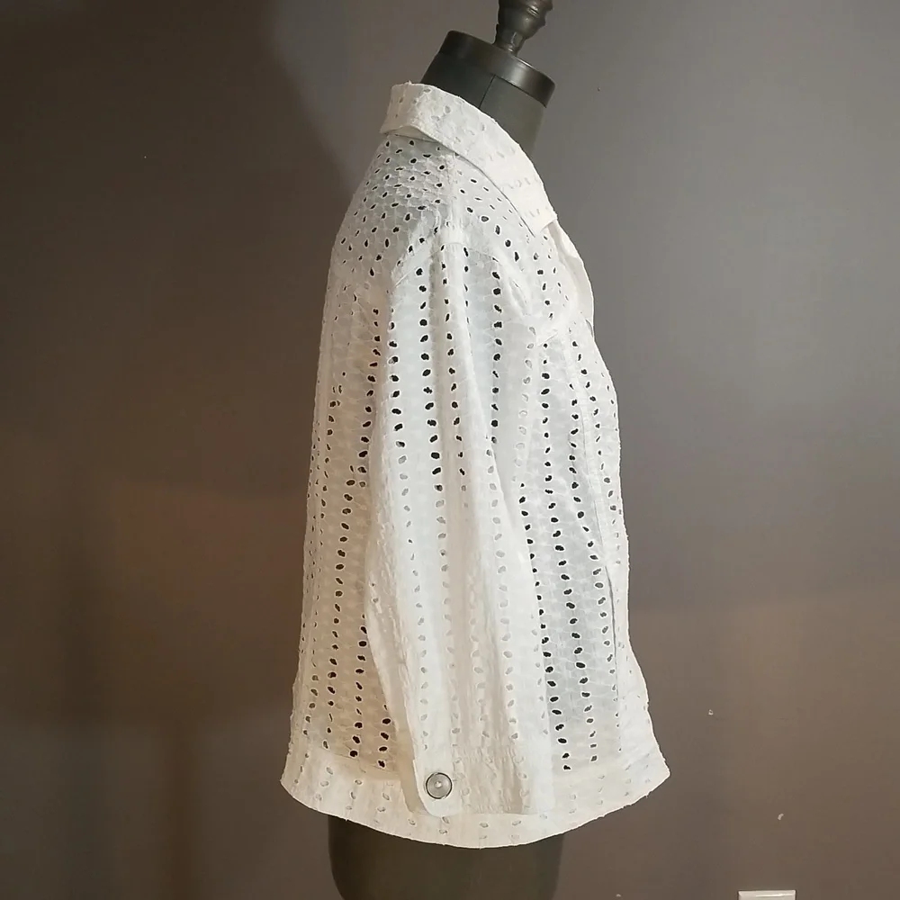 Allison Daley white eyelet jacket womens size 10 - 100% cotton - Picture 5 of 12